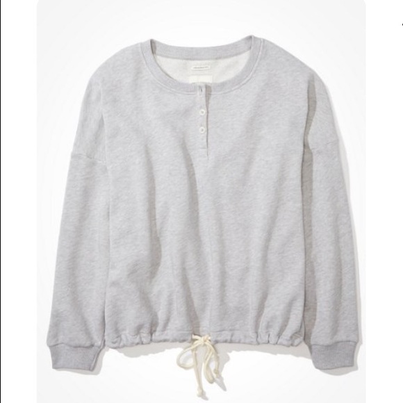 AE fleece clinched Henley sweatshirt - Picture 1 of 7